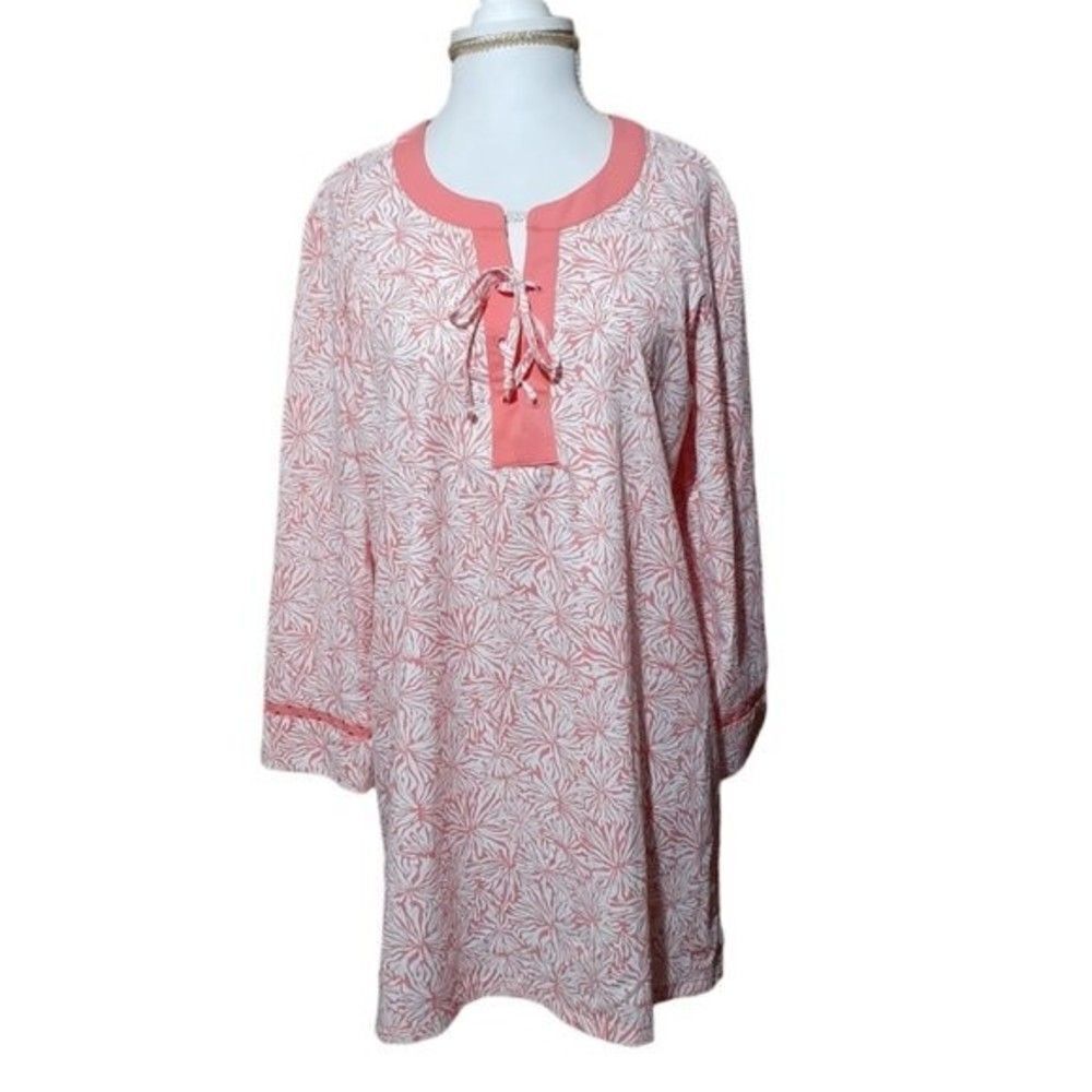 Southern Tide Women's Tunic Top Split sides 3/4 Sleeves UPF Quick Dry Orange  M
